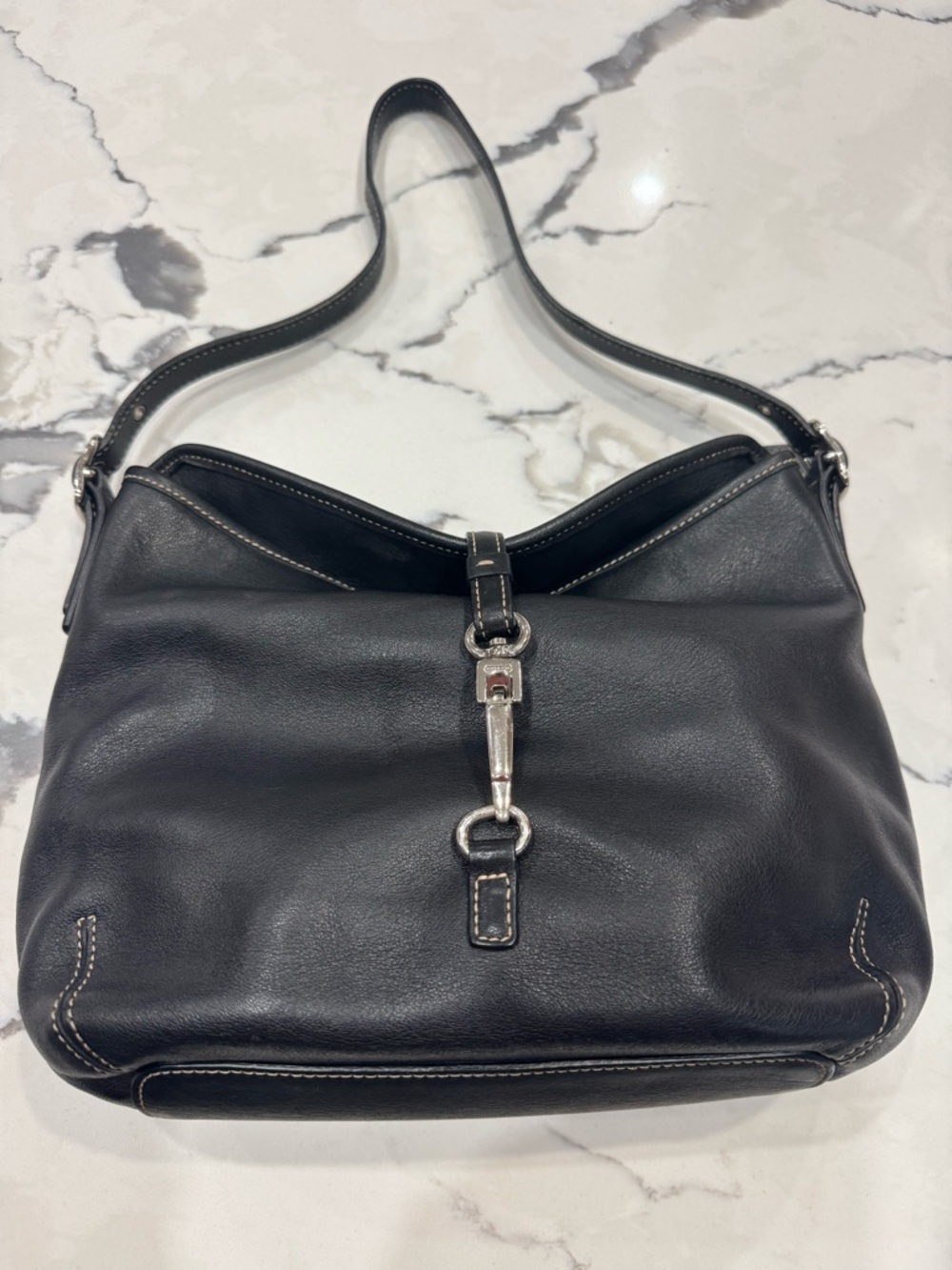 Coach 9266 SoHo Clip Black Leather Shoulder Bag